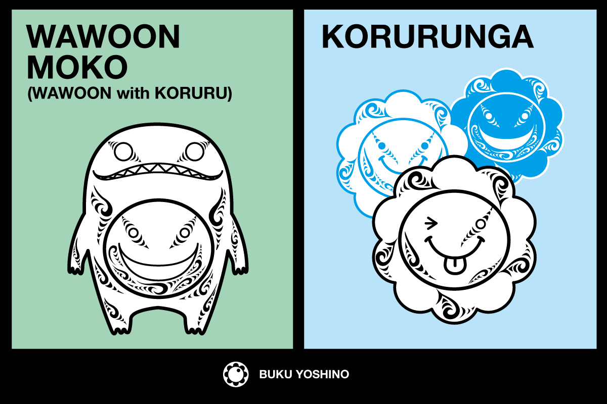 WAWOON MOKO with KORURU and KORURUNGA illustration